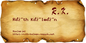 Róth Kálmán névjegykártya